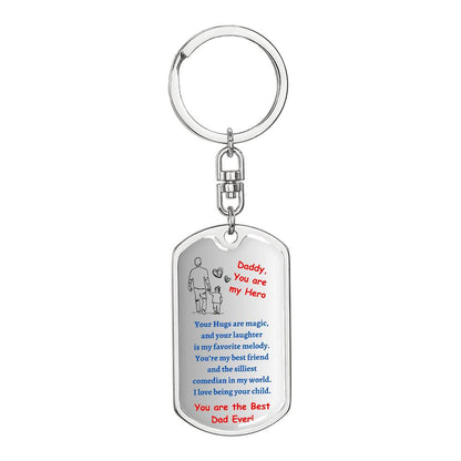 Daddy My Hero Dog Tag Keychain