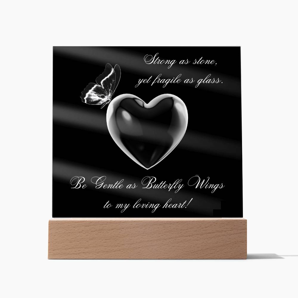 Glass Heart Square Acrylic Plaque