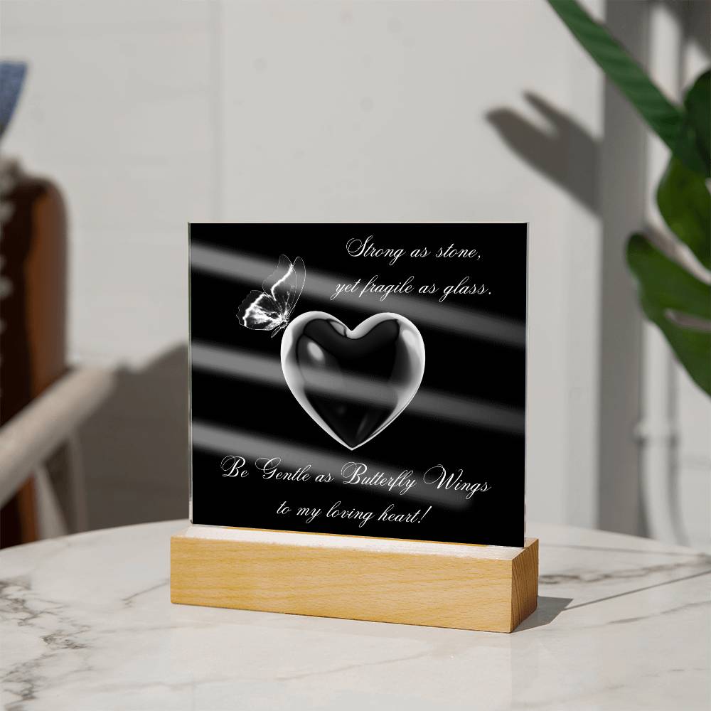 Glass Heart Square Acrylic Plaque