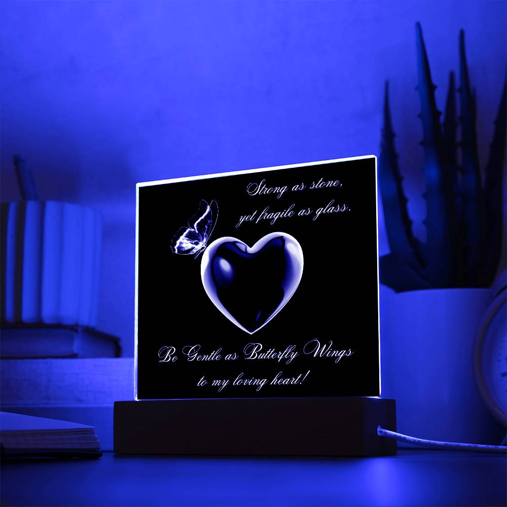 Glass Heart Square Acrylic Plaque